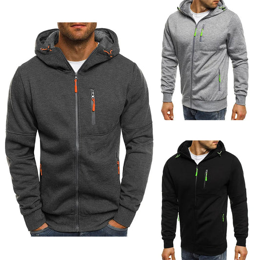 Men's Slim Fit Zipper Hoodie – Casual Sportswear Sweatshirt