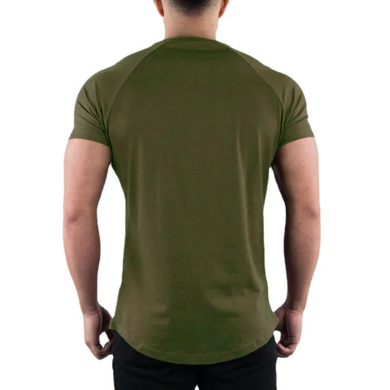 Men's Plain Gym T-Shirt – Slim Fit Cotton Workout Tee