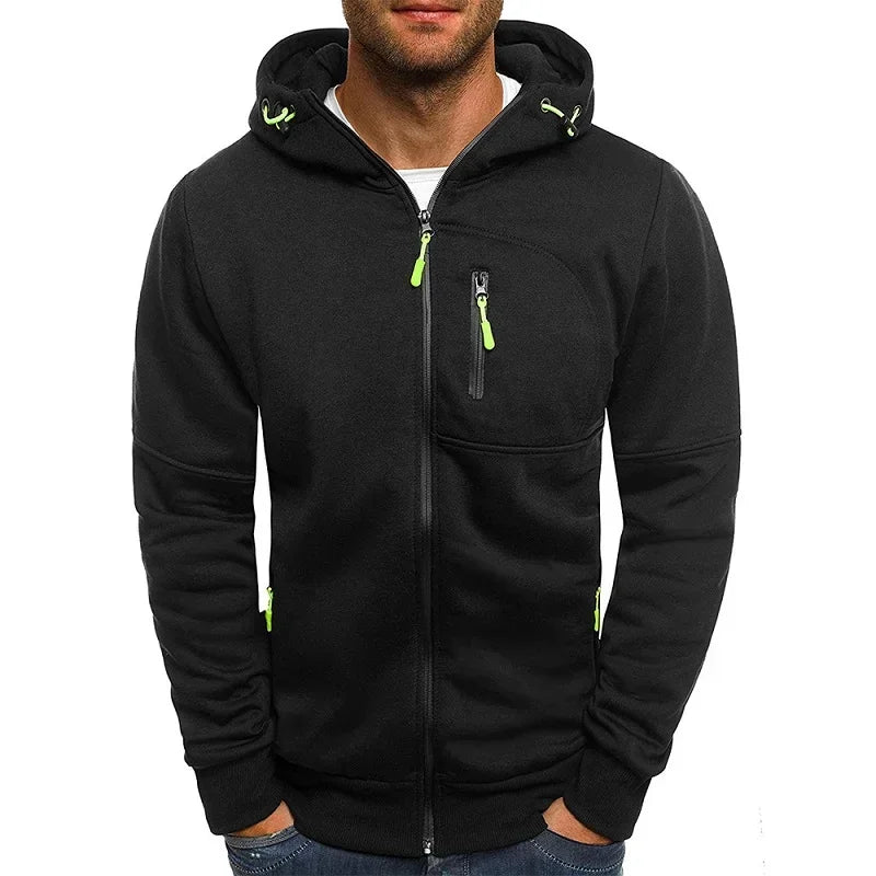 Men's Slim Fit Zipper Hoodie – Casual Sportswear Sweatshirt