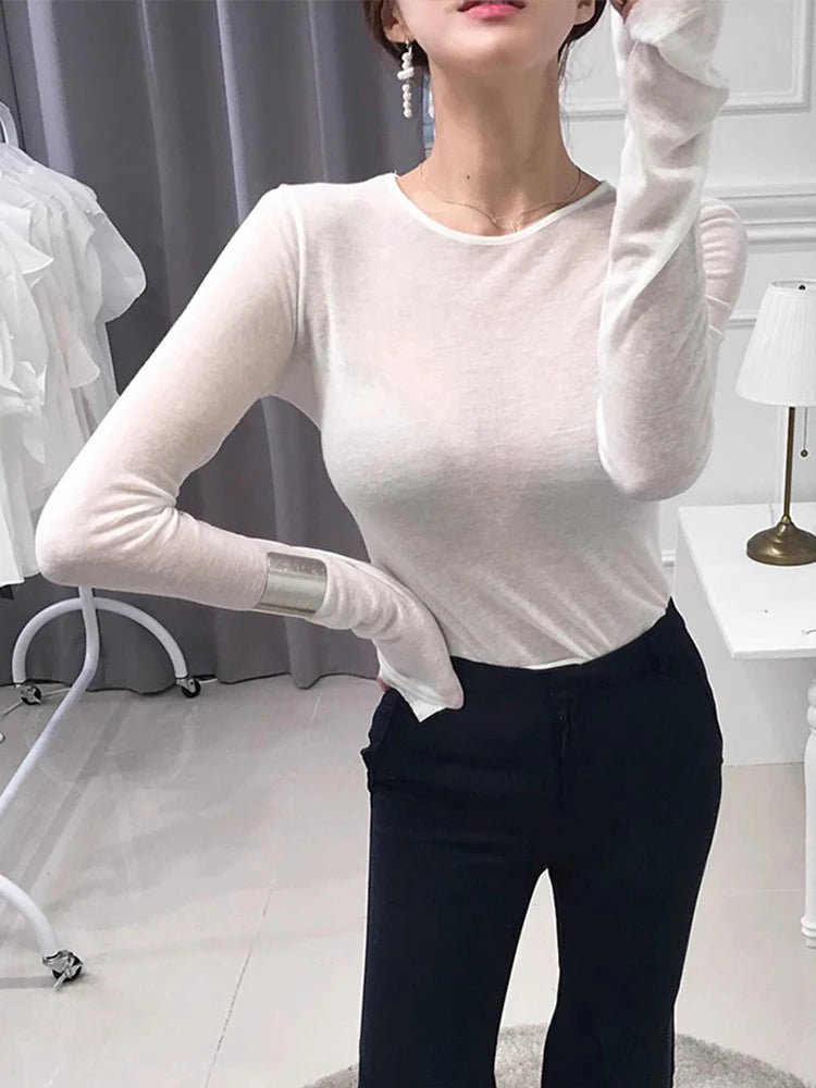 Women's Sexy See-Through Slim Fit Long Sleeve T-Shirt