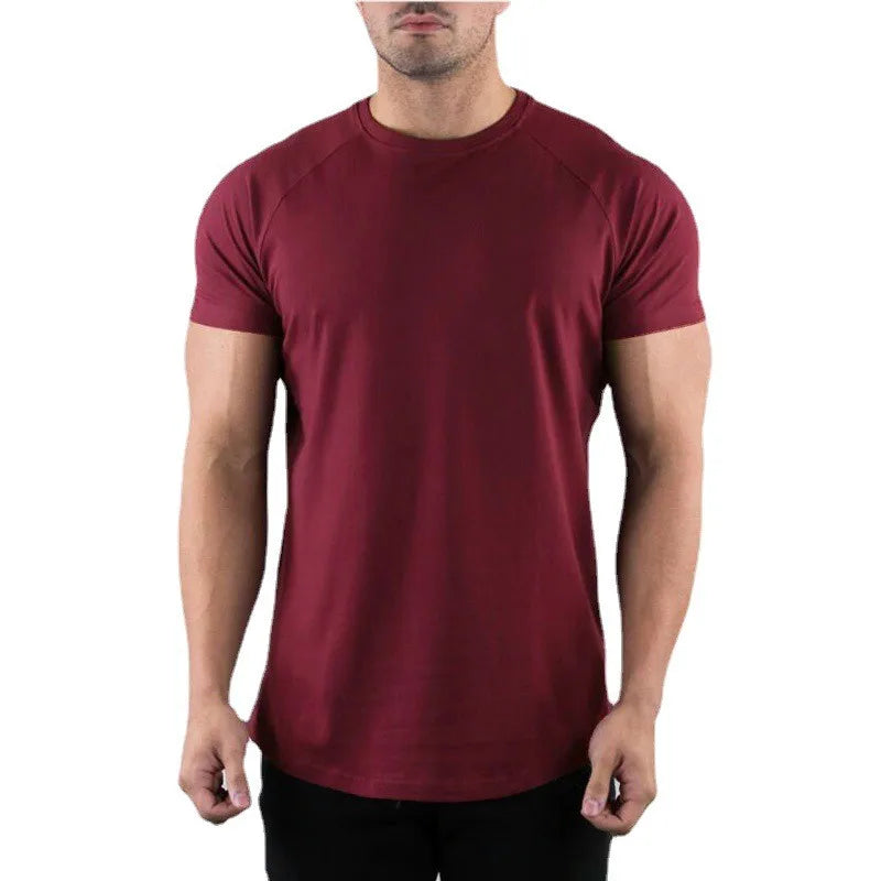 Men's Plain Gym T-Shirt – Slim Fit Cotton Workout Tee